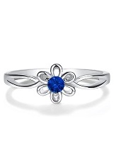superb little silver flower September baby birthstone ring